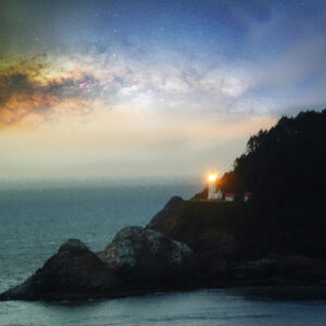 Haceta Head Lighthouse Coast Of Oregon Nebula Art