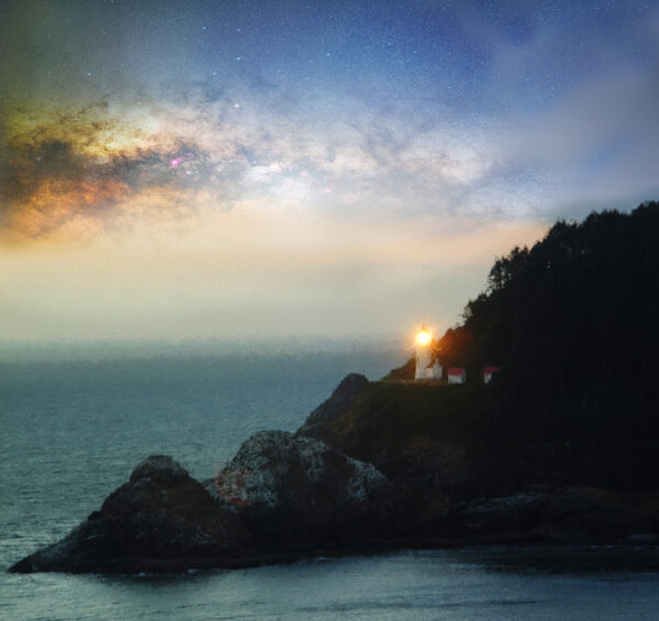 Haceta Head Lighthouse Coast Of Oregon Nebula Art