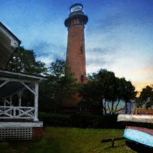 Outer Banks Lighthouse Currituck Boats Art
