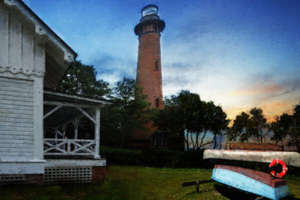Outer Banks Lighthouse Currituck Boats Art