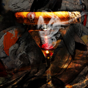 Manhattan Cocktail with Montecristo Cuban Cigar Art