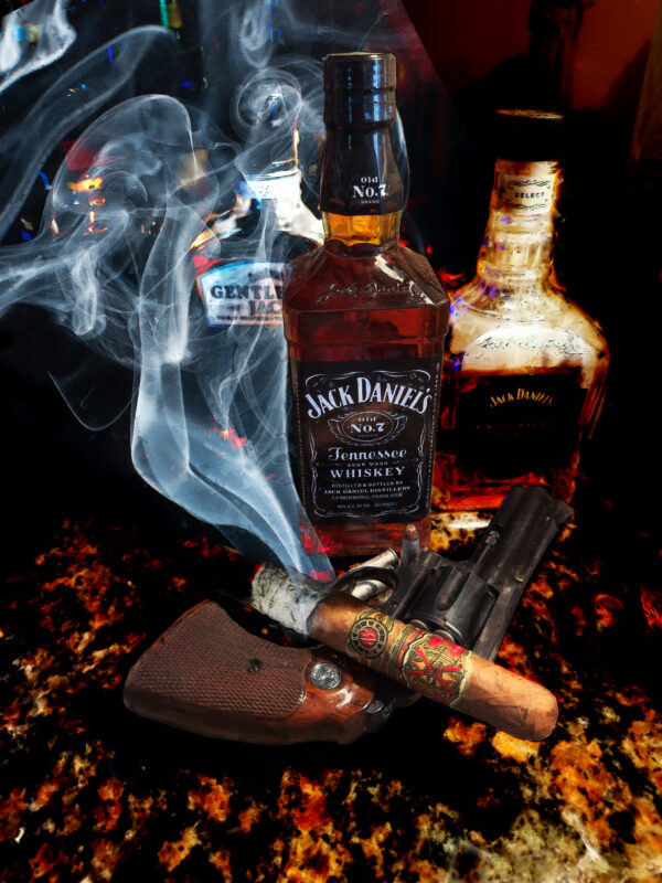 Jack Daniels With Fuente Opus X and 6 Shooter