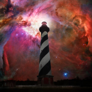 Outer Banks Cape Hatteras OBX Lighthouse Nebula Art