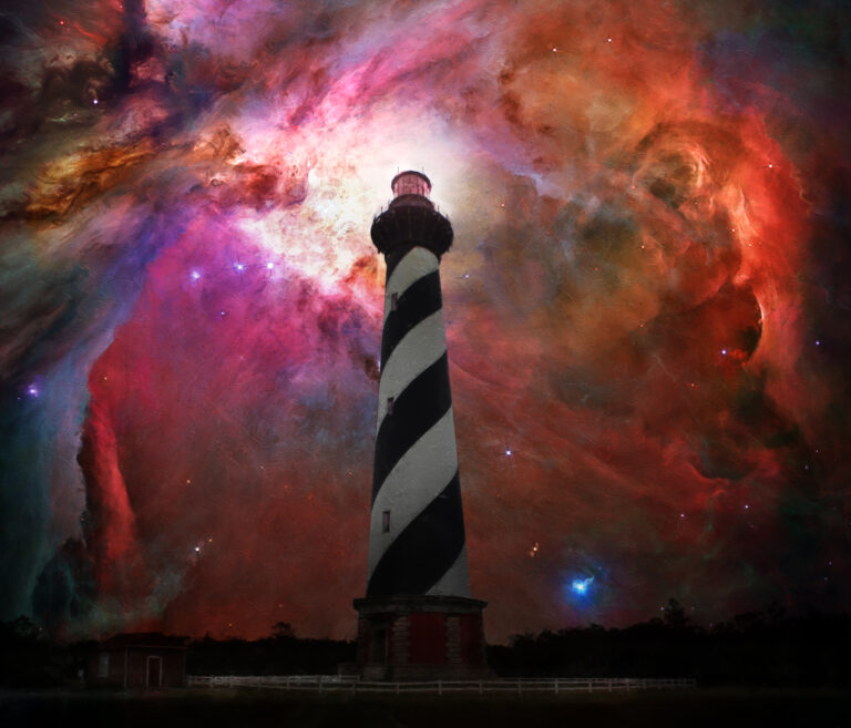 Outer Banks Cape Hatteras OBX Lighthouse Nebula Art