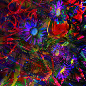 Flowers Talking Is an abstract modern art painting print or poster