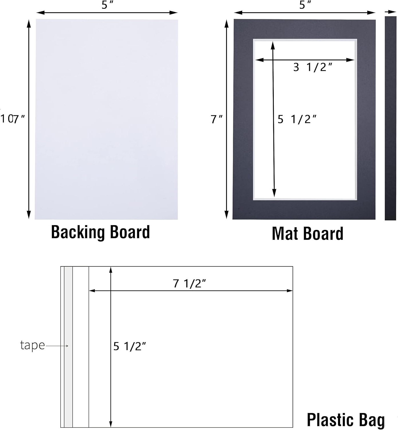5 x 7 matted print sizing