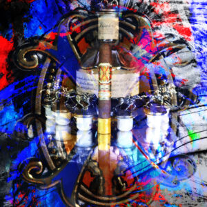 Fuente Opus X Cigar Abstract Art And Blanton's Bourbon Horse Set