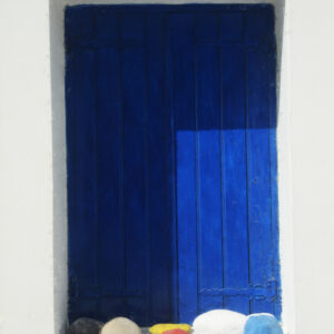 The Blue Door and Rocks of Milos Greece