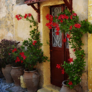 The red door in Rhodes Greece