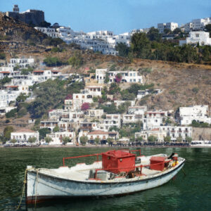 Mykonos Greece City View Boat Scene Fine Art