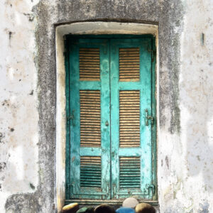 The Green Door and Rocks of Milos Greece