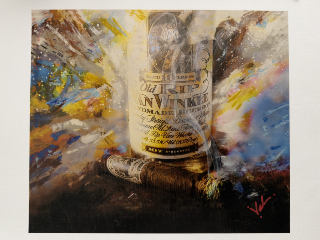 10 year old rip van winkle bourbon signed 12 x 14 canvas