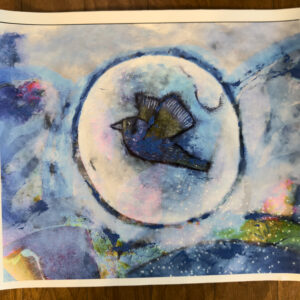 Abstract Modern Art Painting Titled Flowers For Birds