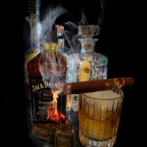 k Daniels Old Number 7 Whiskey and Padron 1926 SERIE 90th Anniversary Cigar Art