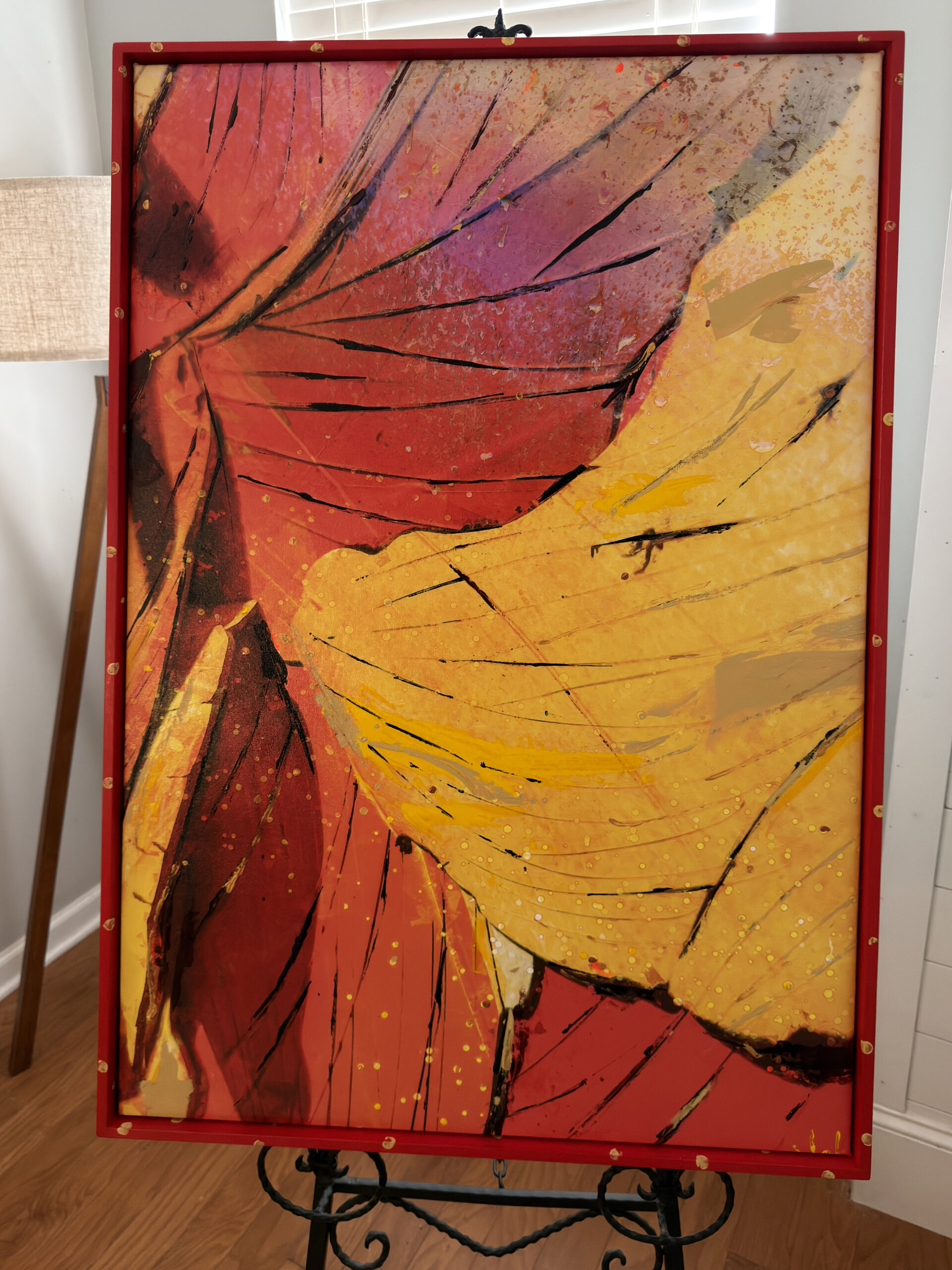 The Heart Of The Earth signed Abstract Fine Art painting in a hand painted floating frame