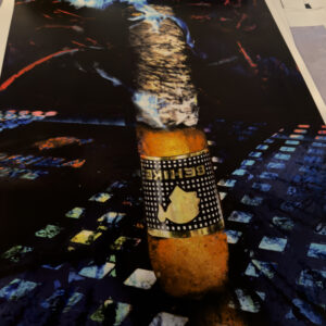 standing tall COHIBA BEHIKE Cigar signed 42 x 28 canvas