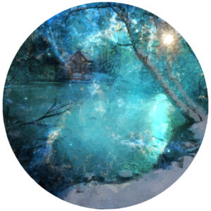 A storybook cabin in the woods by artist Michael John Valentine