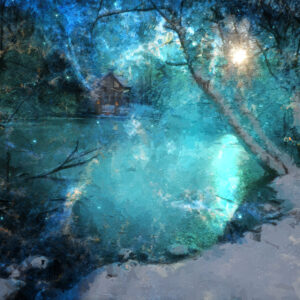 A storybook cabin in the woods by artist Michael John Valentine