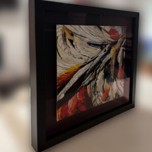New Earth signed abstract canvas Boxed in glass