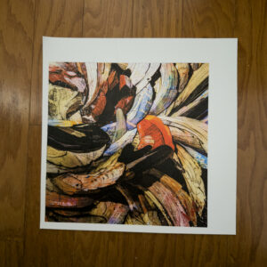 The Earth Quakes 9.5 x 9.5 signed overpainted canvas