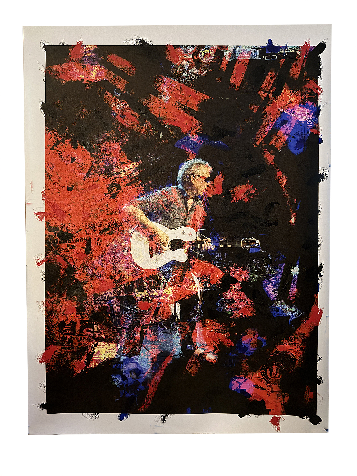 Jazz Guitarist Peter White 42 x 28 Signed Canvas