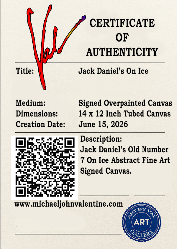 Jack Daniel's Old Number 7 On Ice Abstract Art Signed Canvas