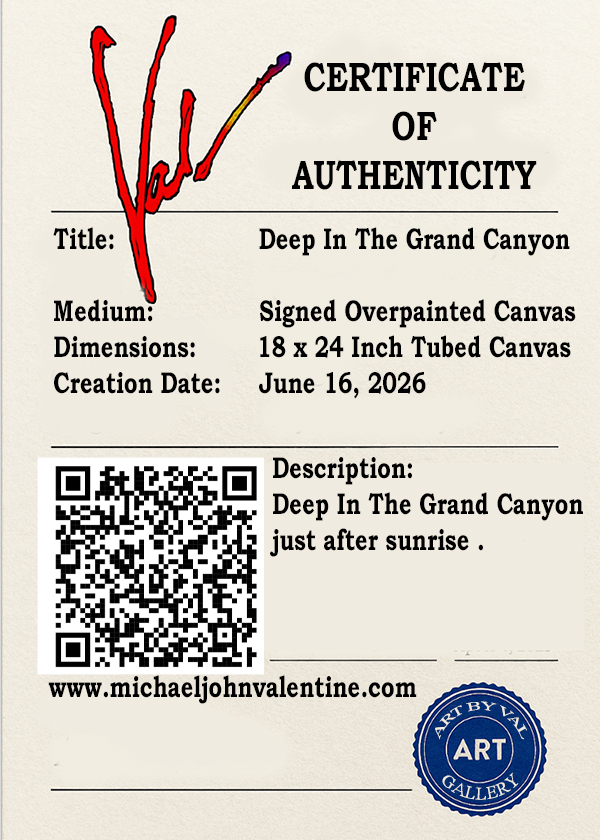 deep in the grand canyon 18 x 24 signed overpainted canvas