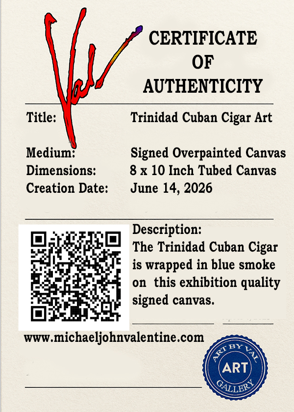Trinidad Cuban cigar wrapped in blue smoke fine art signed canvas