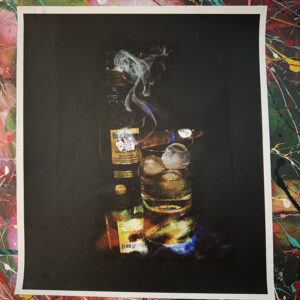 Davidoff Royal and Four Roses Fine Art Signed Canvas