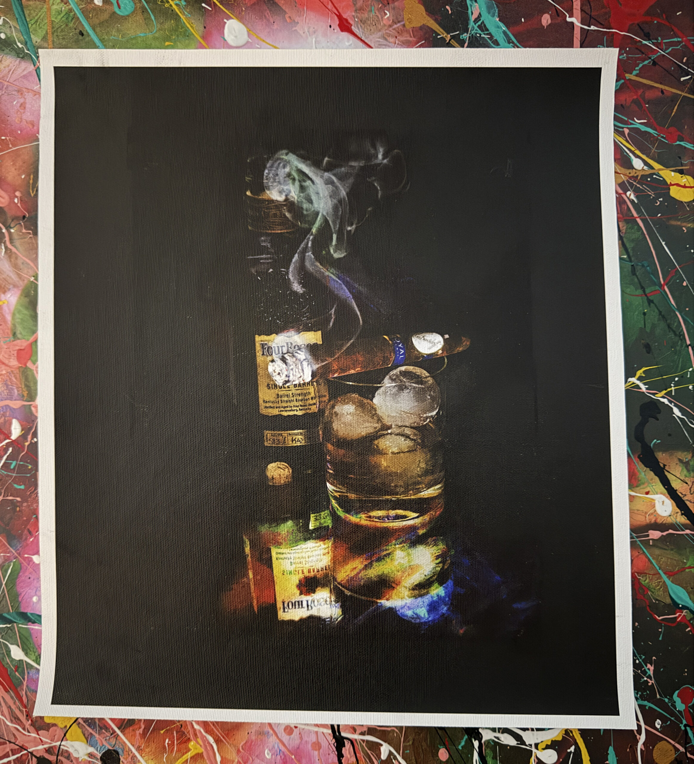 Davidoff Royal and Four Roses Fine Art Signed Canvas