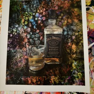 Jack Daniel's On The Rocks Abstract signed canvas