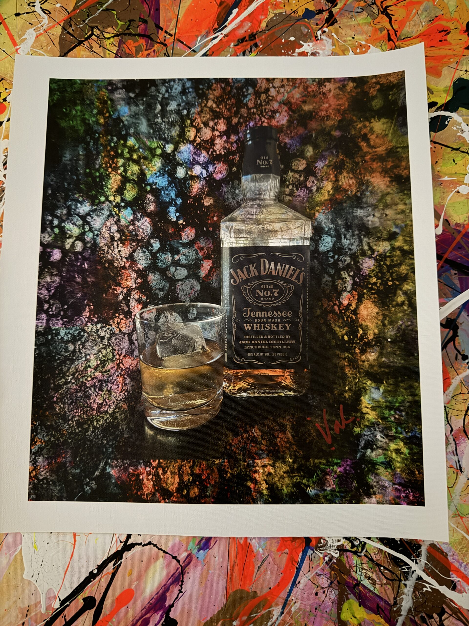 Jack Daniel's On The Rocks Abstract signed canvas