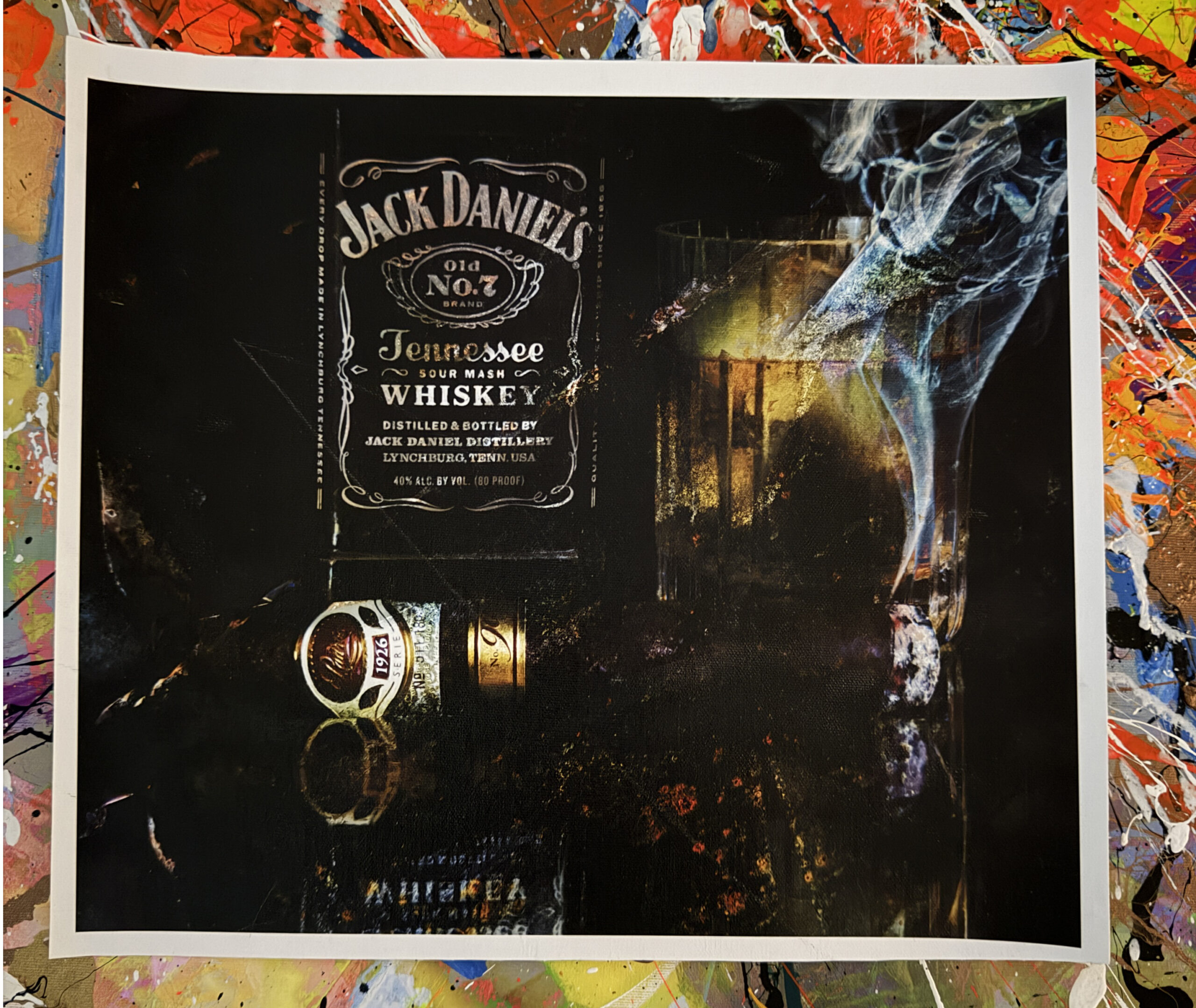 Jack and 9oth Padron Cigar 11.5 x 13.5 signed fine art canvas