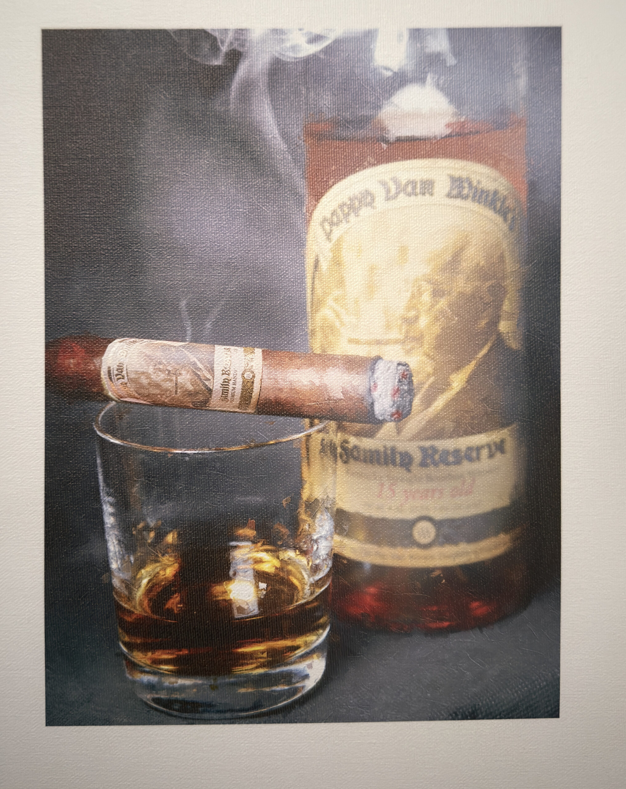 Drew Estates and Pappy In a 10 x 8 signed fine art canvas